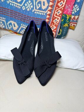 Rothy's The Bow Point II Pointed-Toe Flats with Bow Accent